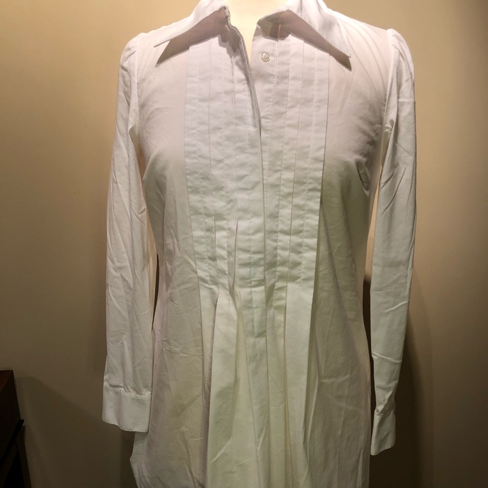 Inc Long White Tuxedo Shirt